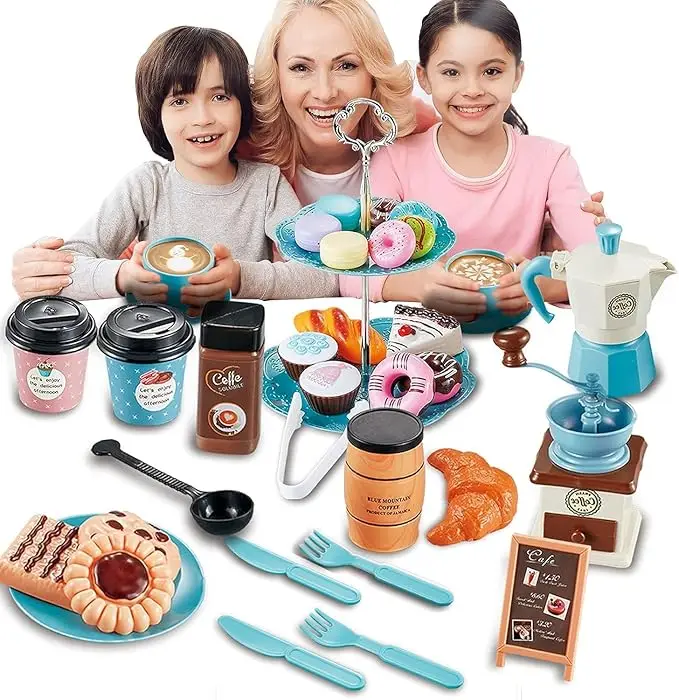 Kids Outdoor House With Kitchen - Fantasiespel Simulatie Koffieset Servies Speelhuis/Buitenkitchen DIY