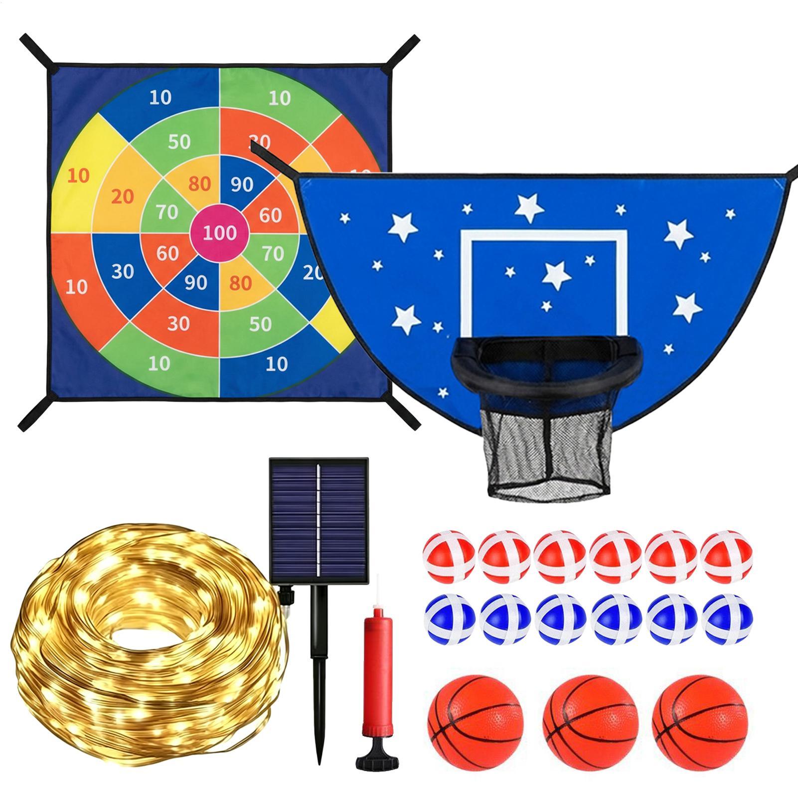 Kids Outdoor Basketball Hoop - Basketbaldoel voor trampoline met dartbord Leuke