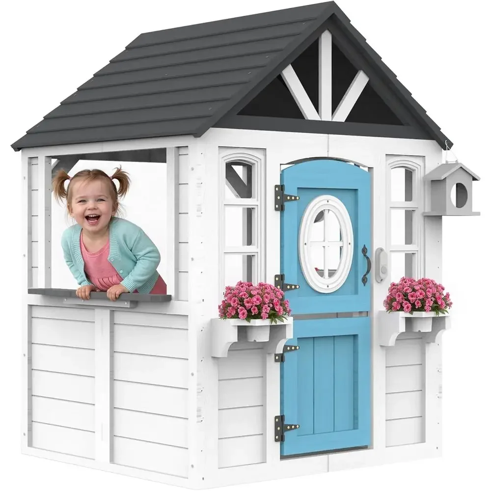 Kids Outdoor House With Kitchen - YOE Houten Speelhuis voor Kinderen met