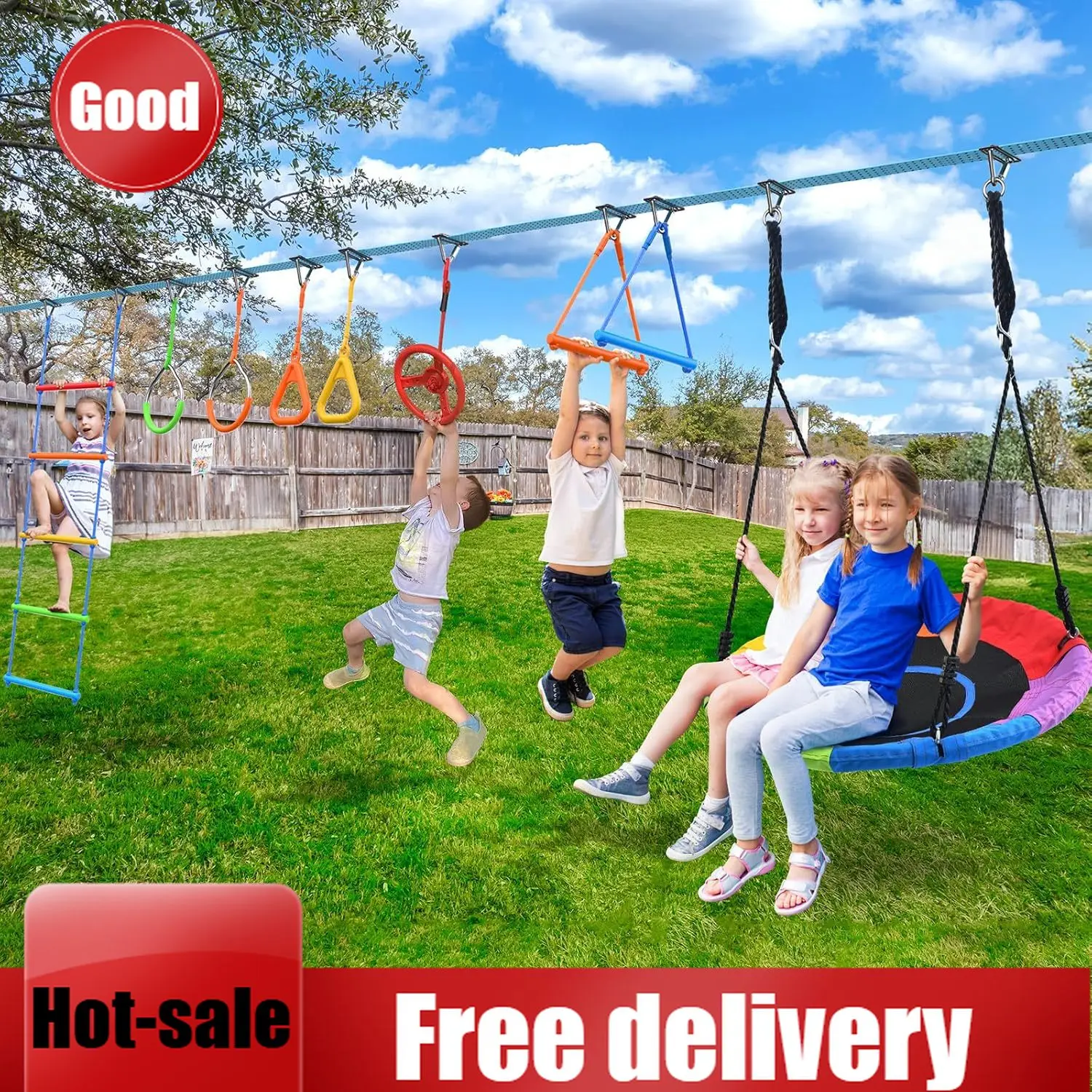 Kids Outdoor Ninja Playset - Activiteitsprijs Hapfan 50 FT Ninja Warrior