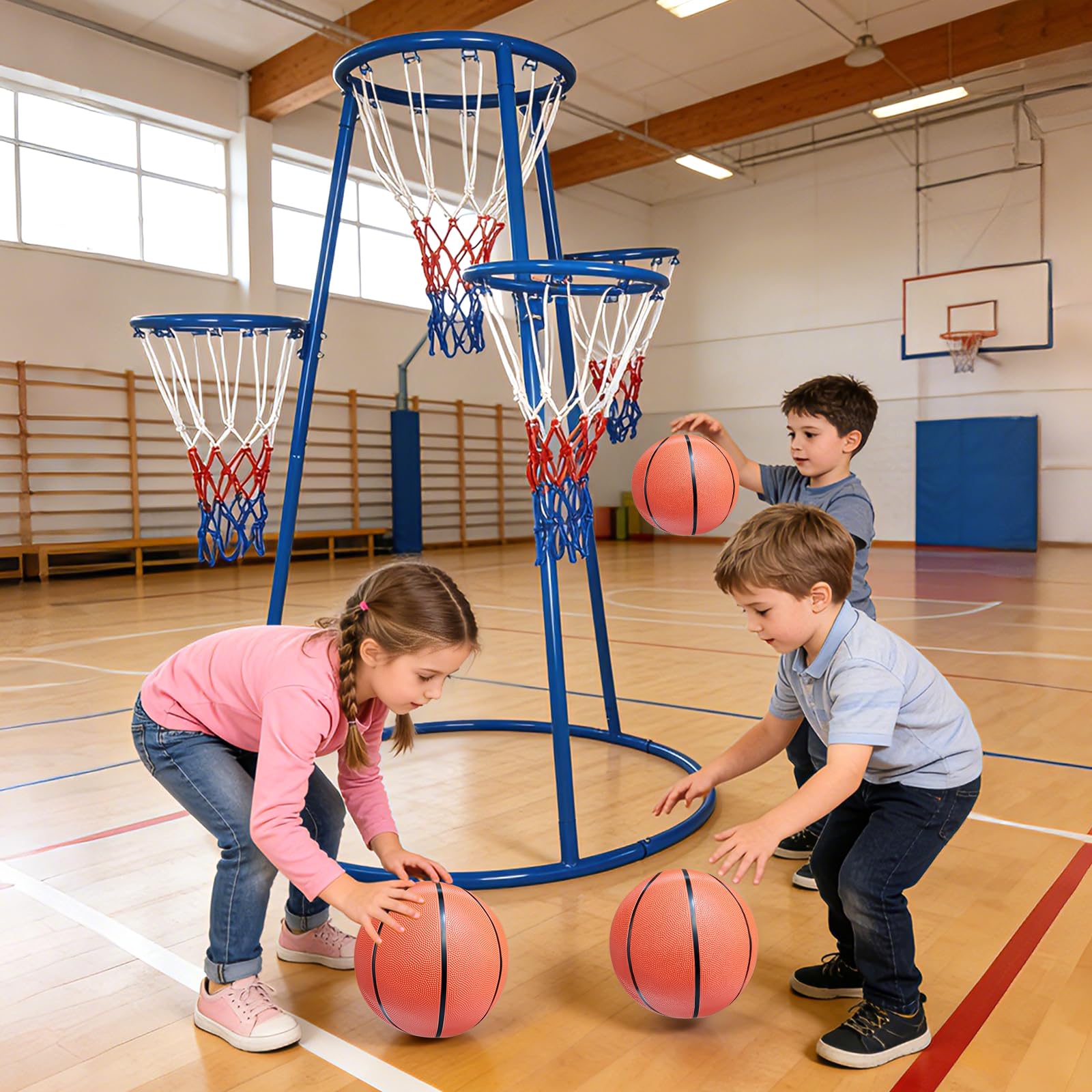 Kids Outdoor Basketball Hoop - 4-hoepel basketbalset voor peuters met 4