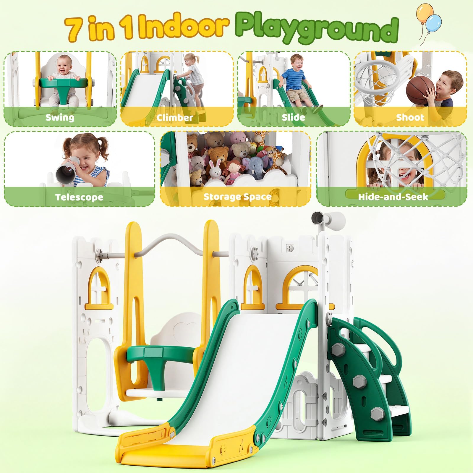 7-in-1 peuterglijbaan en schom - Kids Outdoor Basketball Hoop recensie en prijs