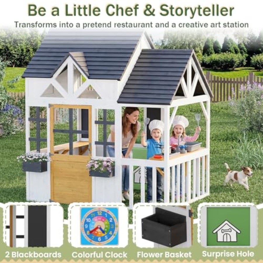 Buitenhouten speelhuis voor ki - Kids Outdoor House With Kitchen recensie en prijs
