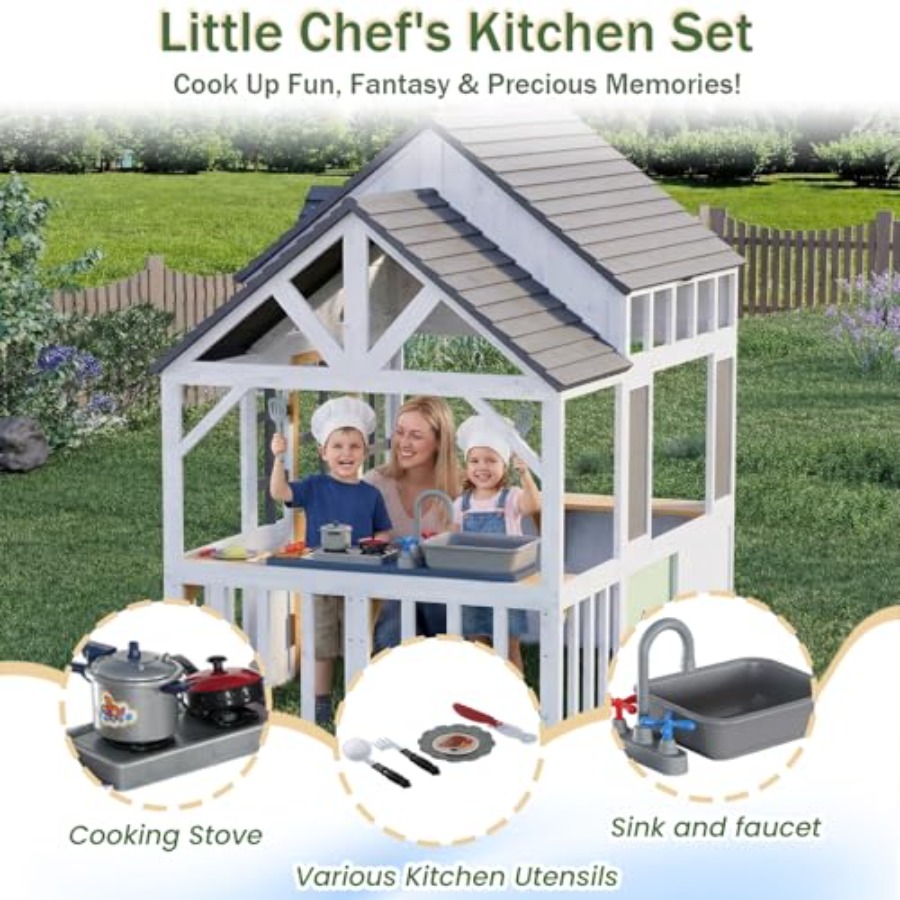 Buitenhouten speelhuis voor ki - Kids Outdoor House With Kitchen recensie en prijs