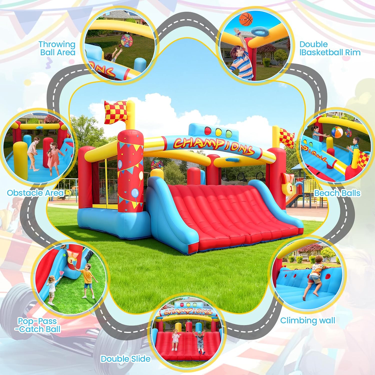 Grote opblaasbare springkastee - Kids Outdoor Basketball Hoop recensie en prijs