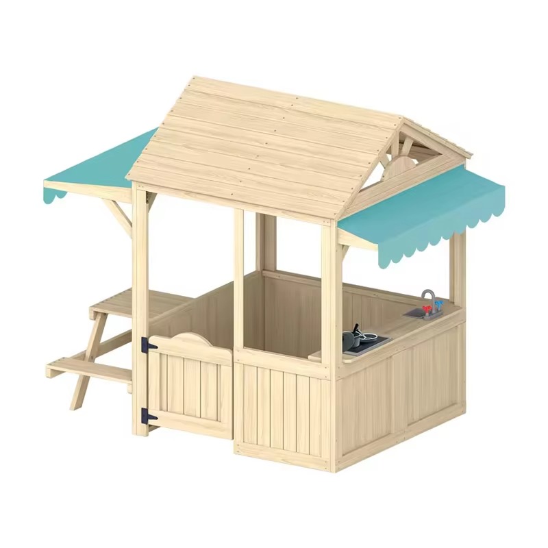 Houten kinder speelhuisje, bui - Kids Outdoor House With Kitchen recensie en prijs